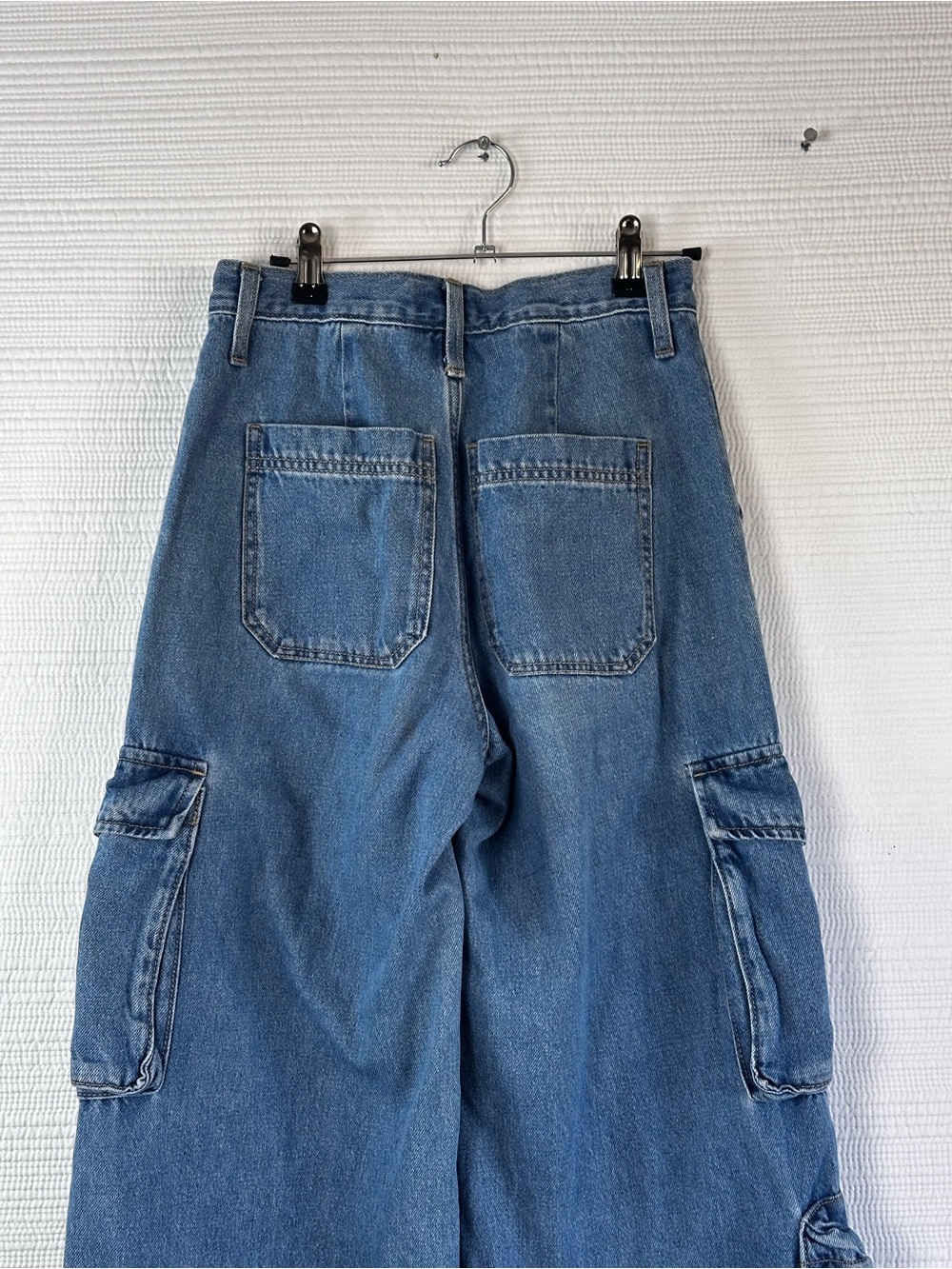 Universal Thread Wide Leg Cargo Jeans Women’s Size 2R Blue Y2K Utility Skater - Picture 4 of 13